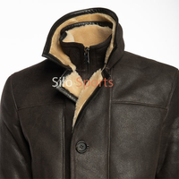 Veste d'hiver pour homme la plus vendue de l'usine OEM, en cuir de mouton noir, col en fourrure de renard, grande taille, respirante, tricotée