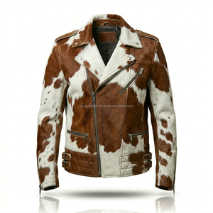 Blouson moto en cuir de veau naturel de haute qualité, véritable cuir de vachette, sur mesure, pour hommes. - Product Image 1