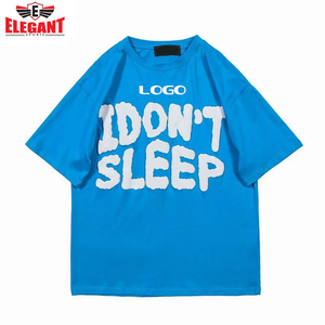 Camisetas con estampado de hojaldre para hombre, hombros caídos, de gran tamaño, cómodas, hechas a medida, ropa de calle, tela de algodón pesado, deportes elegantes - Product Image 3