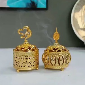 Difusor de Aroma de diseñador dorado hermoso árabe para decoración del hogar quemador de incienso elegante para Oriente Medio - Product Image 1