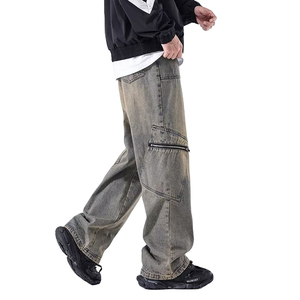 Pantalon en jean baggy personnalisé pour hommes Nouvelle version originale Denim Grands garçons Polaire 100% coton Imperméable Écologique - Product Image 4