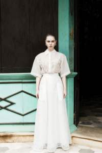 WHITEANT A-line Falda acampanada para mujer con patrón de hojas en relieve AYLIN MAXI FALDA blanca En stock Ropa de verano elegante para mujer - Product Image 2