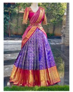 ผ้าไหมสไตล์คันจิวเวอร์รามซิลค์ lehenga กับเสื้อเบลาส์และ Banarasi Dupatta สำหรับใส่ไปปาร์ตี้ในฤดูหนาวหรือฤดูร้อน - Product Image 5