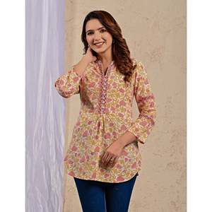 Haut blanc pour femme à imprimé floral, chic et élégant, avec décoration en dentelle brodée, boutons sur le devant, tailles XL, en soie popeline et mousseline de soie - Product Image 6