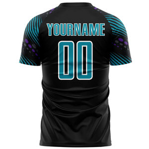 เสื้อฟุตบอลพิมพ์ซับลิเมชันแขนสั้นสำหรับชุดกีฬาเสื้อฟุตบอลออกแบบโลโก้ของคุณเองสีทึบ