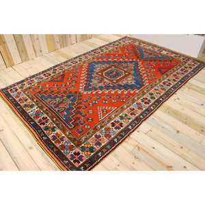 Tapis turc vintage, grand tapis de 6,1 x 10,1 pieds, tapis rayé rouge et bleu - Product Image 1