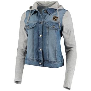 Veste en jean à logo personnalisé inspirée du football pour femmes à capuche de qualité supérieure - Product Image 2
