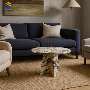 Mesa de Centro Redonda de Mármol Calacatta Clásico, Marca KT STONE, Diseño Elegante Personalizado, Mueble Decorativo para el Hogar, Gran Venta - Product Image 6