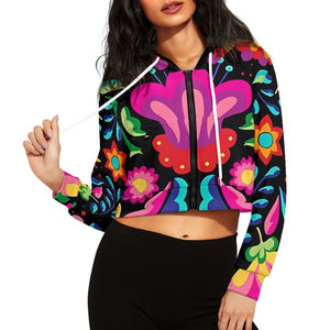 Nueva moda OEM venta al por mayor de las mujeres Crop Top sublimación sudaderas con capucha transpirable personalizado uso casual mujeres sudaderas con capucha en la mejor calidad - Product Image 1