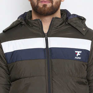 Custom <b>Men's</b> Softshell Winter <b>Jacket</b> <b>Waterproof</b> Casual Bubble Design Long Hood <b>Light</b> Woolen Fabric Zipper Closure Dyed Processed - Product Image 5