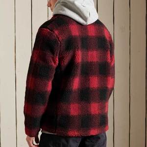 Custom Sherpa Fleece Plaid Checked Winter <b>Jacket</b> Warm Hooded Zip up Men's Streetwear Outdoor Coat OEM Clothing Supplier - Product Image 3