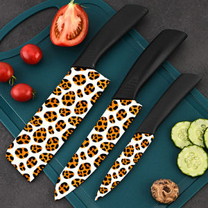 Ensemble de couteaux en céramique 3 pièces le plus vendu, design ambidextre en plastique, passe au lave-vaisselle, utilitaire polyvalent pour cadeau de Noël - Product Image 1