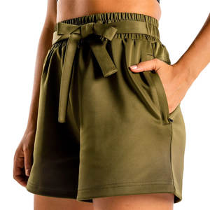 Shorts pour femmes de haute qualité, tendance de la rue, taille élastique, poches, shorts de sport et de tous les jours, 100% polyester - Product Image 3