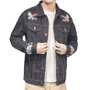 Veste d'hiver coupe ajustée pour hommes Jeans brodés au design personnalisé Techniques uniques de broderie délavé avec logo OEM - Product Image 5