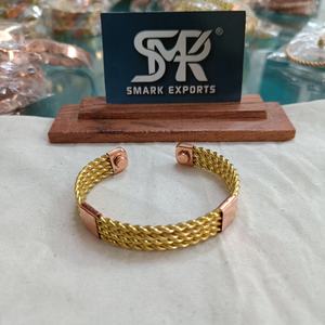 Brazalete de Cobre Trenzado Resistente, Ajustable, Abierto, Artesanal, Ligero, de Dos Tonos, para Hombre y Mujer - Product Image 1