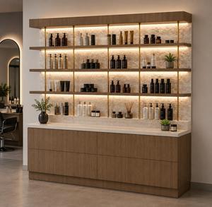 Meuble de Salon Portable de Luxe en Bois, Vitrine de Couleurs avec Étagères LED, Comptoir de Rangement pour Produits, Personnalisable pour Salons de Beauté - Vente Directe Usine - Product Image 3