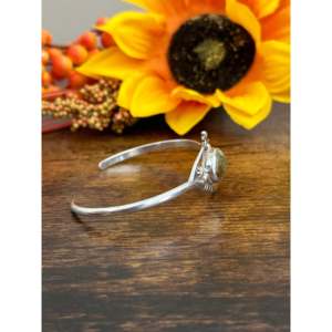 Navajo Handcrafted Kingman Turquoise & <b>Sterling</b> <b>Silver</b> <b>Cuff</b> <b>Bracelet</b> - Product Image 3