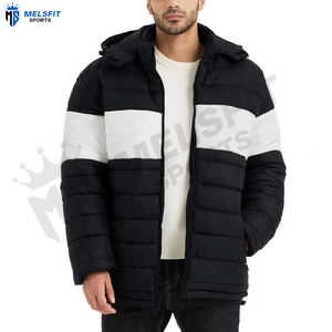 Chaquetas Acolchadas de Invierno para Hombre, Talla Grande, Casuales, con Capucha, Logotipo Personalizado Impreso en la Parte Delantera, Alta Calidad - Product Image 1