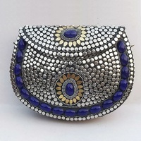 Antique fait à la main femmes mariée dames métal embrayage élingues sac forme ethnique mosaïque or argent sacs de l'Inde par RF Crafts