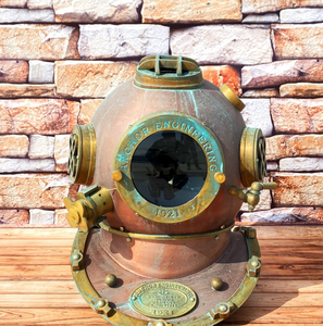 Casque de plongée sous-marine de haute qualité avec base en bois ~ Casque décoratif de bateau maritime de qualité supérieure - Product Image 2