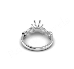 925แหวนแต่งงานกึ่งเมานต์ดีไซน์รูปโบว์แบบง่าม7มม. สีเงินสเตอร์ลิงประดับอัญมณีออกแบบได้ตามต้องการ - Product Image 3