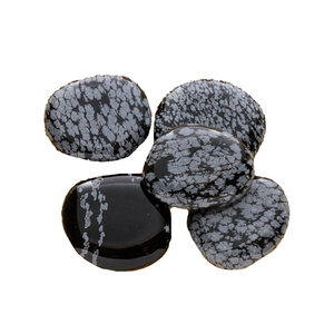 Pierre de haute qualité palmier plat flocon de neige obsidienne palmier plat cristal dégringolé pierre naturelle pierre de poche plate grossiste - Product Image 4