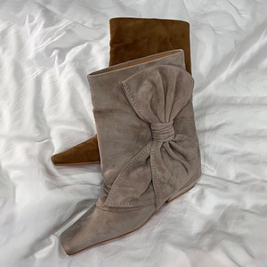 Botines de tacón grueso para mujer, de cuero, con cremallera lateral, informales, a la moda, cómodos, con punta en pico, estilo stiletto. - Product Image 6