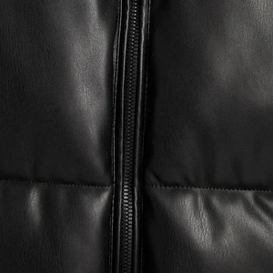 Venta al por mayor Pro personalizado hombres Puffer chaquetas cuello redondo sin capucha Venta caliente Softshell marca Wear Faux Leather Puffer Jacket - Product Image 6