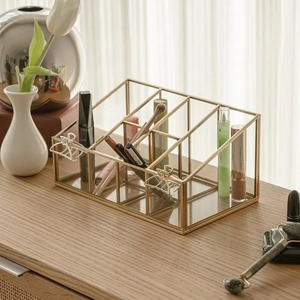 Utilisation directe d'organisateur de verre en laiton d'approvisionnement d'usine pour la papeterie de maquillage disponible au prix d'exportation de l'Inde - Product Image 1