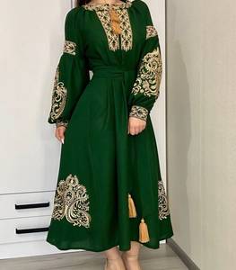 Vestido de Ucrania para mujer con bordado azul y amarillo hecho a mano Vyshyvanka ropa tradicional estilo bohemio vestido de invitado de boda - Product Image 2