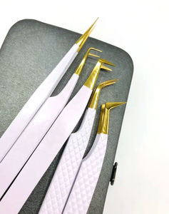 Pinzas Profesionales para Pestañas de Acero Inoxidable, Punta Suave, Antimagnéticas, Mango Cómodo, 10 mm de Longitud, para Aislamiento de Cejas y Volumen - Product Image 4