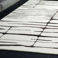 Moderner Handgeknüpfter Woll-Schlingenflor Teppich Mittlerer Flor Elfenbein für Heim & Hotel Haustierfreundlich Rutschfeste Rückseite