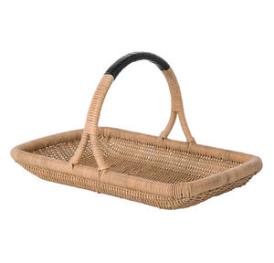 ถาดหวายสานด้วยมือแบบกำหนดเองที่เก็บของแบบธรรมชาติพร้อมที่จับสำหรับผลไม้ห้องครัวและห้องนั่งเล่น - Product Image 1