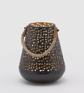 Bougeoirs cylindriques en fer personnalisés, fabriqués à la main, avec poignée en jute, bougies votives pour la décoration intérieure de Noël - Product Image 4