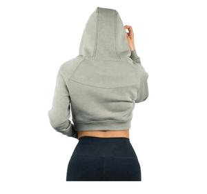 OEM Wholesale Custom Printing Logo Cotton Cropped Hoodie Women Pullover Crop <b>Top</b> <b>Long</b> <b>Sleeve</b> Hoodies - Product Image 3