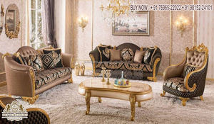 Indian Hand Carved Classic Design <b>Sofa</b> Set Spanish Style Luxury Carved <b>Sofa</b> Set Italian Style Antique <b>Gold</b> <b>Sofa</b> Set for Living - Product Image 4