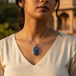 Pendentif en labradorite or rose pour femmes - Argent 925 - Product Image 3