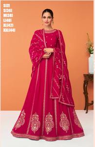 DERNIÈRE DESIGNER VRAIE SOIE GEORGATTE BRODERIE SÉQUENCE ANAKALI ROBE - Product Image 5