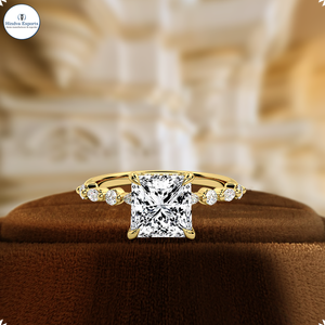 Anillo de Compromiso Solitario con Diamante Cultivado en Laboratorio, Corte Princesa, 1 Quilate, Certificado IGI, Oro Amarillo de 14k, Anillo de Boda para Regalo de Aniversario - Product Image 1