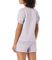 Ensemble 2 pièces tendance 2024 : Short cycliste délavé à l'acide et T-shirt pull coupe droite, pour femme, automne, écoresponsable