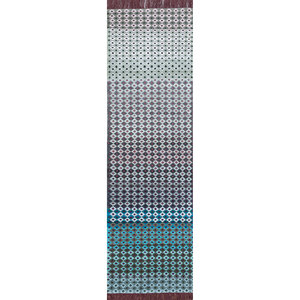 Tapis Manchaha bleu noué à la main en laine et soie de bambou, épaisseur 10 mm, motif géométrique abstrait, rectangulaire, pour la maison et le couloir, modèle Les-1498 - Product Image 1