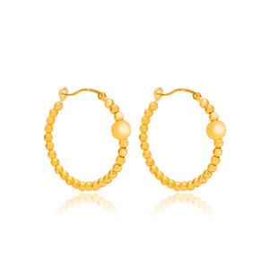 Pendientes de plata de primera ley con forma de bola para mujer, aretes, plata esterlina 925, oro de 22 quilates, Estilo Vintage, turco, hecho a mano - Product Image 1