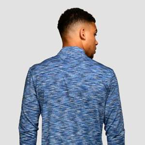 Compagnon de la piste bleu nuit: Chemise à manches longues à fermeture éclair 1/4 avec logo réfléchissant pour homme-Léger, respirant 88% polyester - Product Image 6