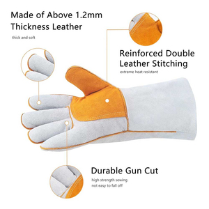 Guantes de soldadura de cuero para hombre con logotipo personalizado impreso, ropa de trabajo, guantes de soldadura de cuero de mejor venta en línea - Product Image 3