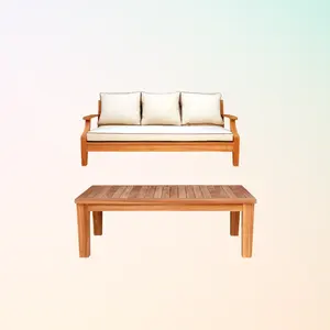 Muebles modernos impermeables de madera de teca con cojines, sala de estar, balcón, jardín, Patio, Hotel, sofá seccional para exteriores