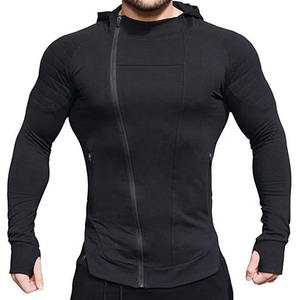 Chándal de gimnasio de entrenamiento de alta calidad, chándal transpirable liso deportivo ajustado con cremallera para hombre, chándal de jogging de algodón 100% para hombre - Product Image 5