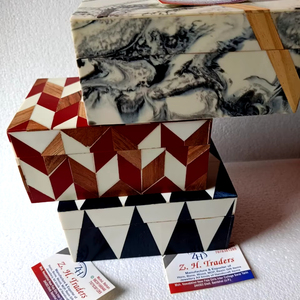 Cofre de joyería con incrustaciones de hueso indio tradicional resina hecha a mano y caja decorativa de nácar para regalo elegante - Product Image 1