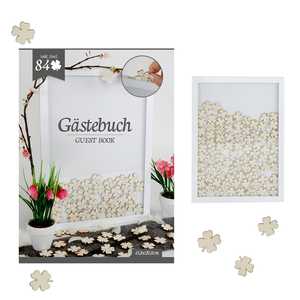 Libro de Visitas para Boda con Diseño de Trébol en Marco para Escribir - Product Image 1