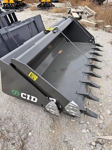CID Xtreme <b>Loader</b> Skid Steer Tooth Bucket 72in 78inch Heavy Duty <b>Low</b> Profile Dirt Bucket Universal Black 1 Year Warranty - Product Image 3