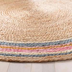 Tapis moderne en jute tissé à la main réversible de 5x5 pieds, ensemble de tapis tressé en fibres naturelles pour chambre à coucher, salon, ferme - Product Image 2